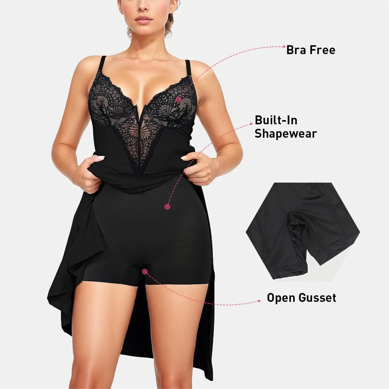 Halter Lace Dresses Black Long Dresses Gowns Built-in Shapewear