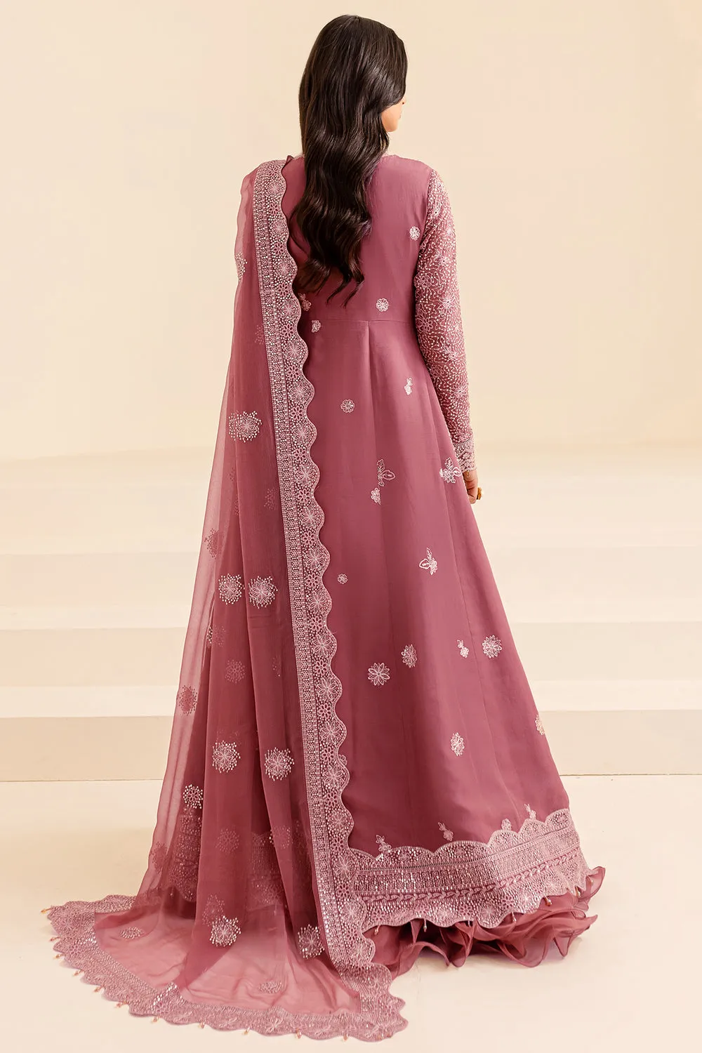 Heavily Embellished Lilac shade Pakistani Wedding Dress in Pishwas Style