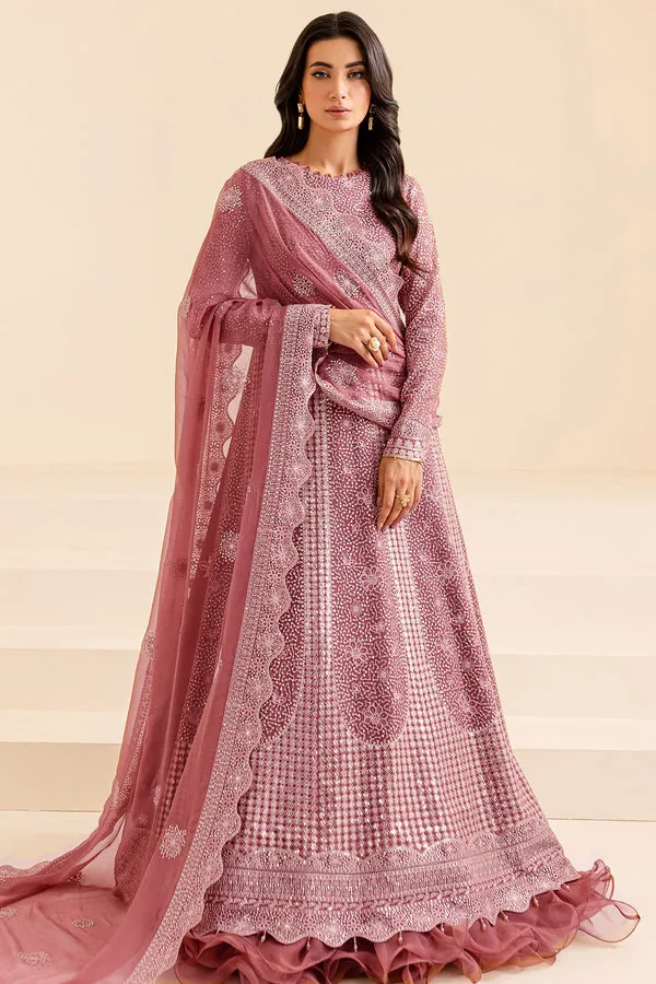 Heavily Embellished Lilac shade Pakistani Wedding Dress in Pishwas Style