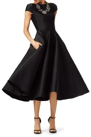 Hepburn Short Black Prom Dress with Boat Neck