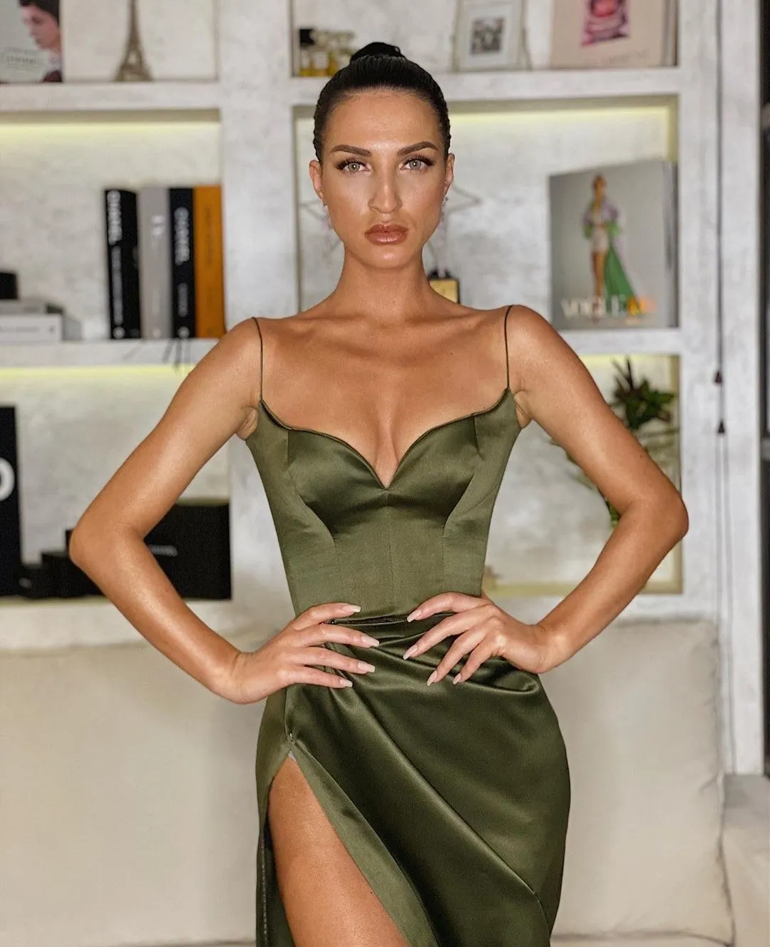 High Leg Slit Prom Dresses with Sweetheart Neckline