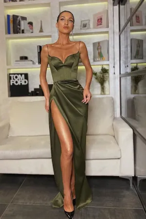 High Leg Slit Prom Dresses with Sweetheart Neckline