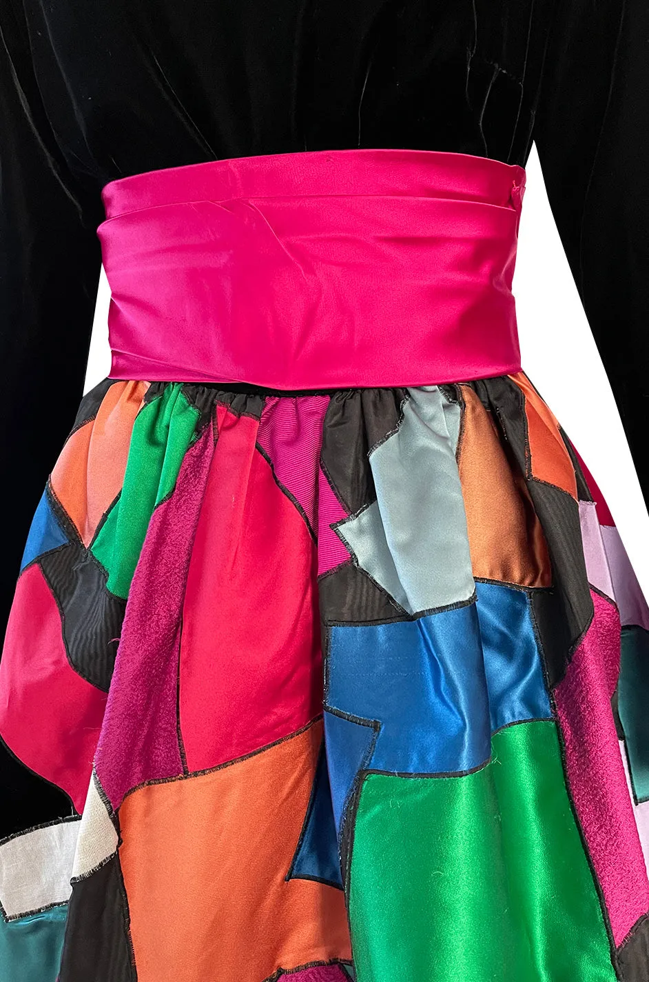 Iconic Fall 1980 Possible Yves Saint Laurent Haute Couture Dress Patchwork & Velvet Dress