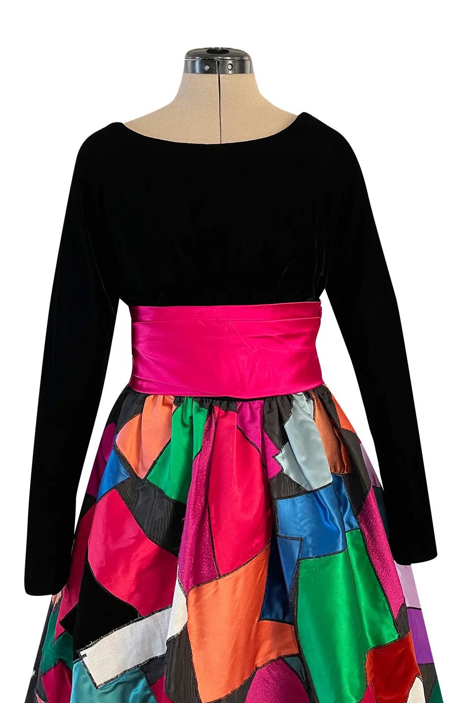 Iconic Fall 1980 Possible Yves Saint Laurent Haute Couture Dress Patchwork & Velvet Dress