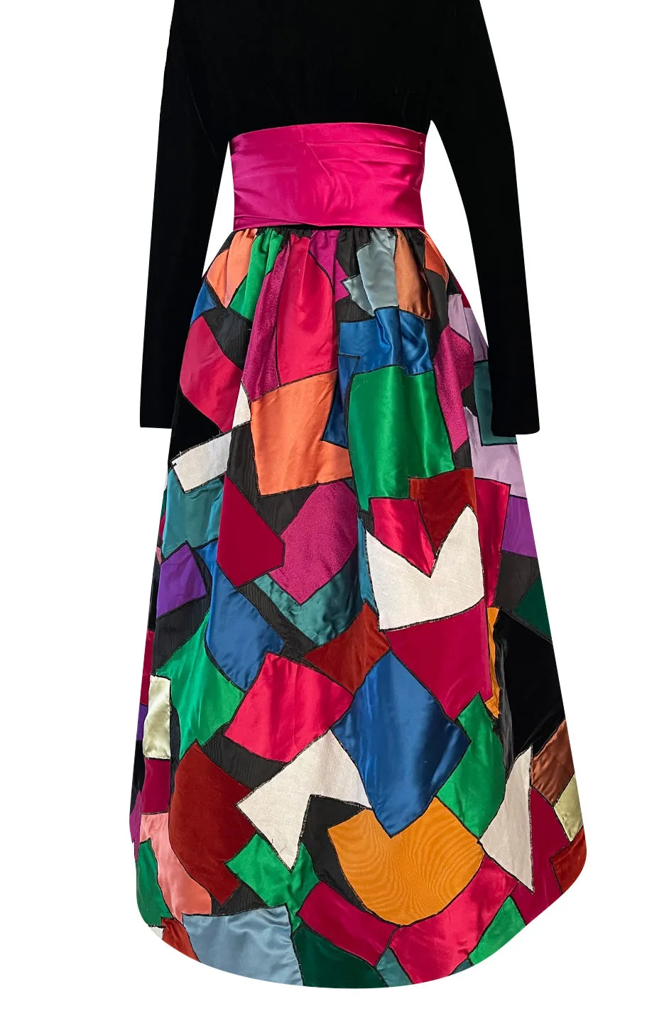 Iconic Fall 1980 Possible Yves Saint Laurent Haute Couture Dress Patchwork & Velvet Dress