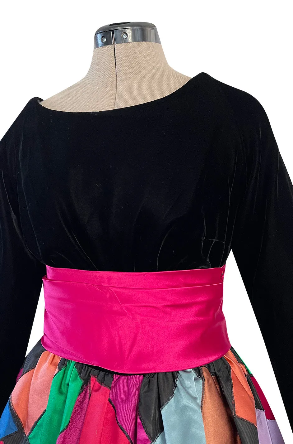 Iconic Fall 1980 Possible Yves Saint Laurent Haute Couture Dress Patchwork & Velvet Dress