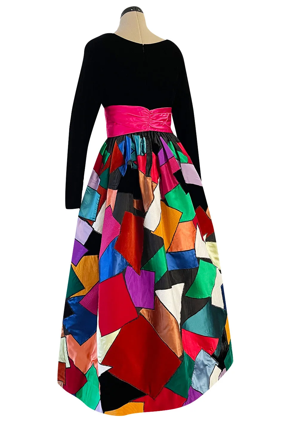 Iconic Fall 1980 Possible Yves Saint Laurent Haute Couture Dress Patchwork & Velvet Dress