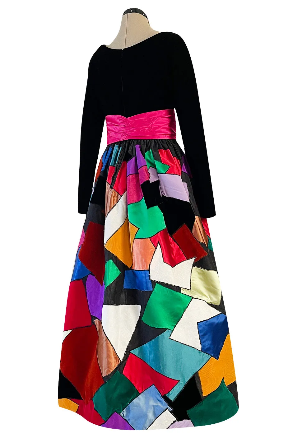 Iconic Fall 1980 Possible Yves Saint Laurent Haute Couture Dress Patchwork & Velvet Dress