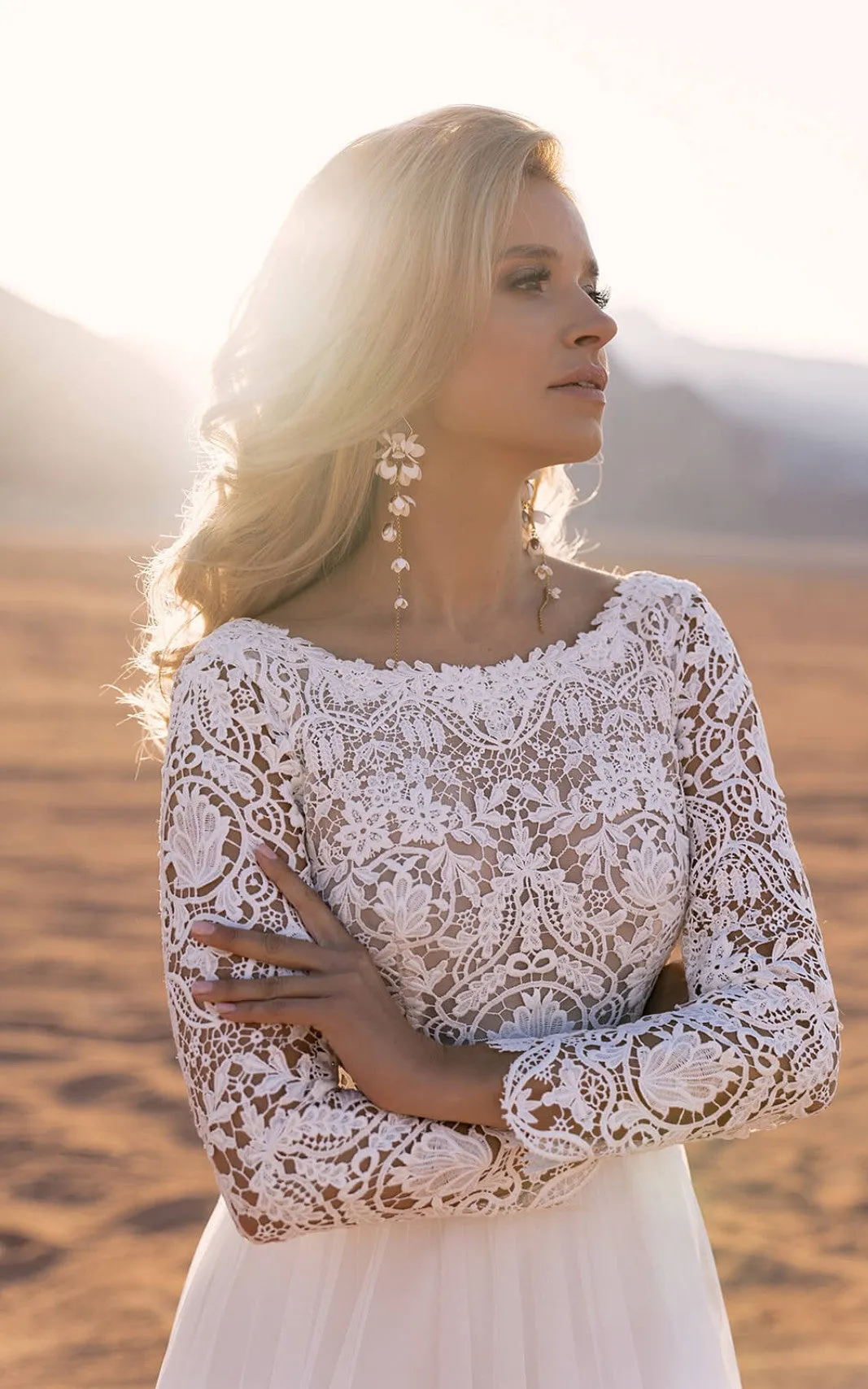 Illusion Back Chiffon Beach Wedding Dress with A-Line and Bateau Neckline-716665
