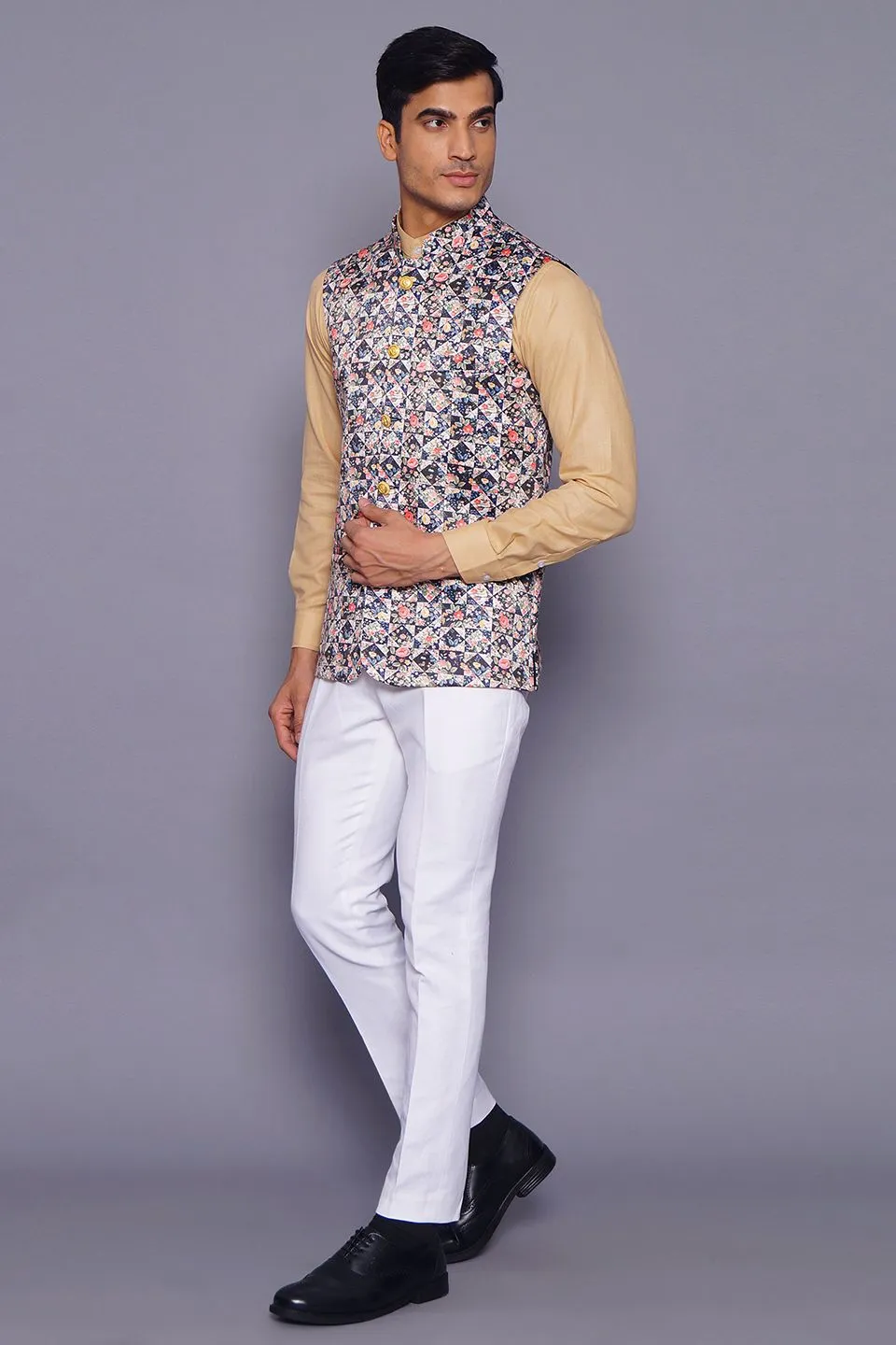 Imported Rayon MulticolouRed Modi Nehru Jacket