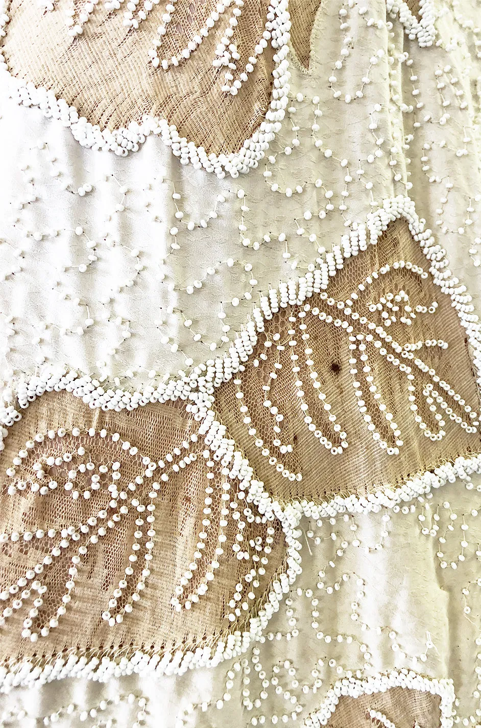 Incredible 1950s Harvey Berin Couture Densely Beaded Ivory Silk Dress