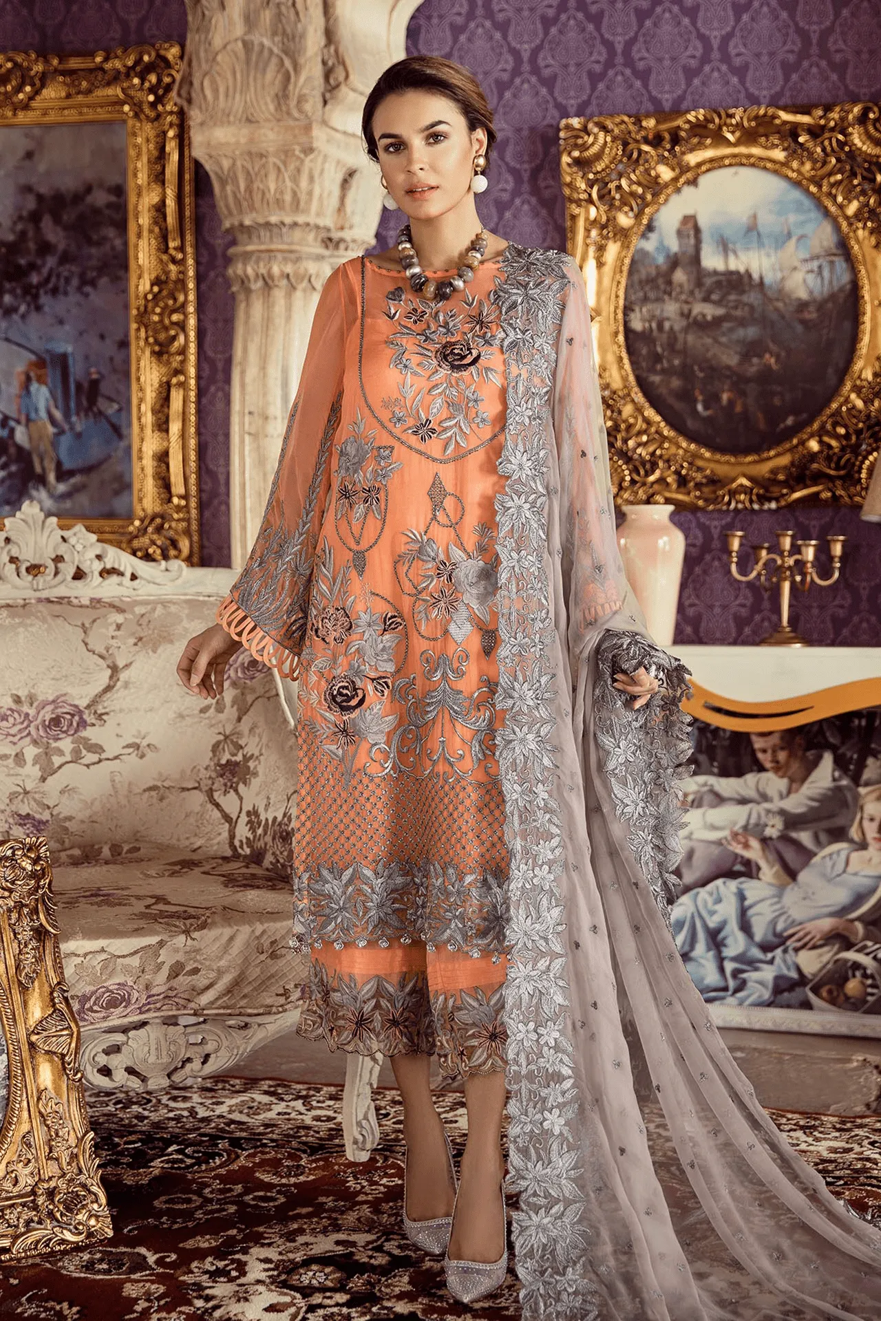 Indian Party Dress Beautiful Naranji Color  # P2200