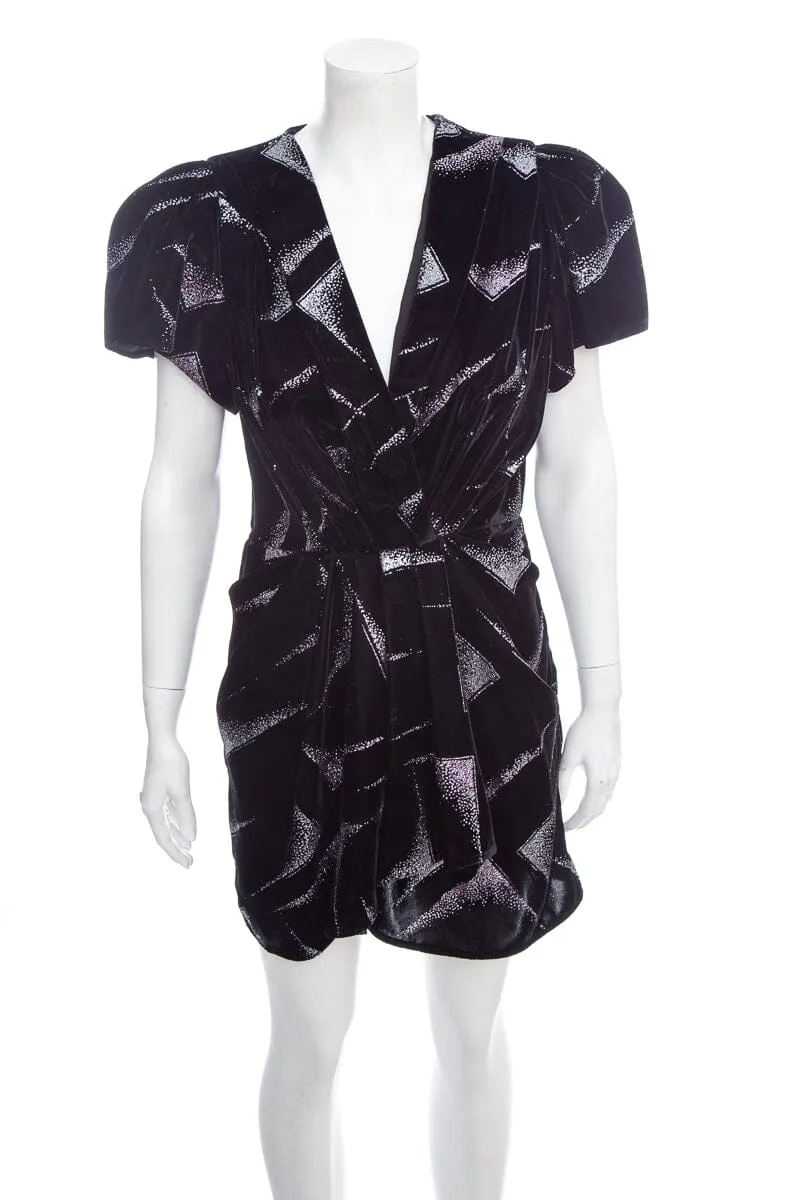 IRO Black Velvet Shimmer Mini Dress SZ 36