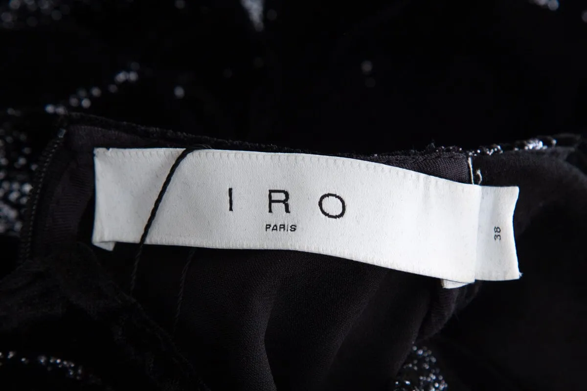 IRO Black Velvet Shimmer Mini Dress SZ 36