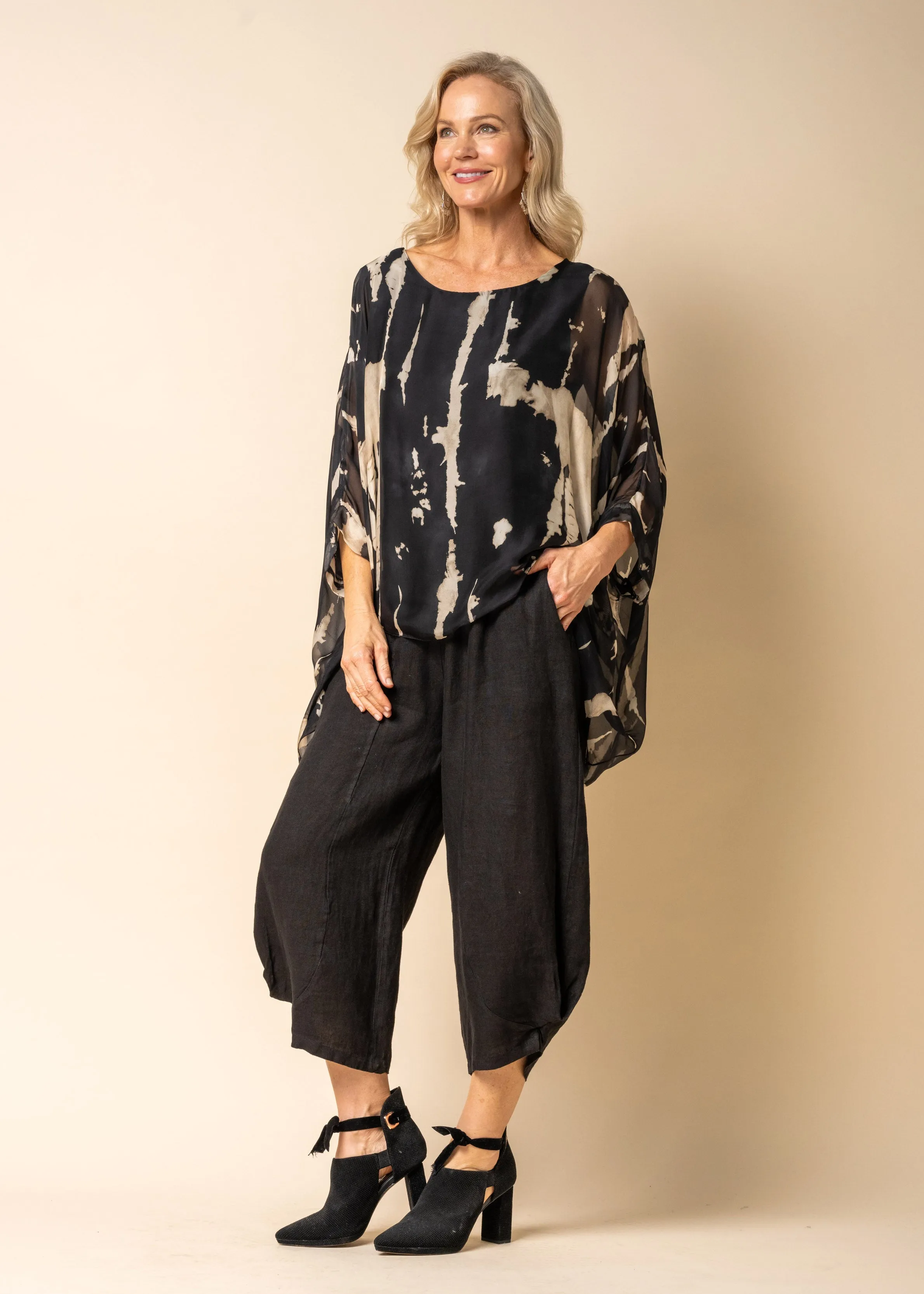 Ivonne Silk Top in Onyx
