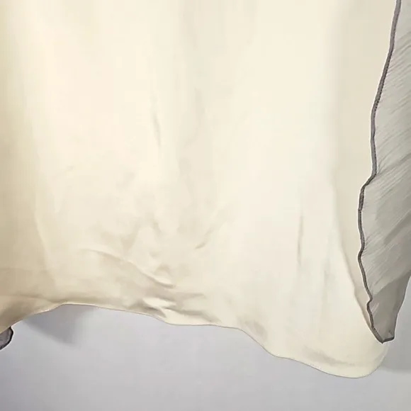 Jay Godfrey 100% Silk Overlay Cream and Gray Babydoll Mini Dress Size 8.