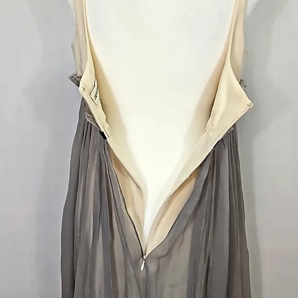 Jay Godfrey 100% Silk Overlay Cream and Gray Babydoll Mini Dress Size 8.