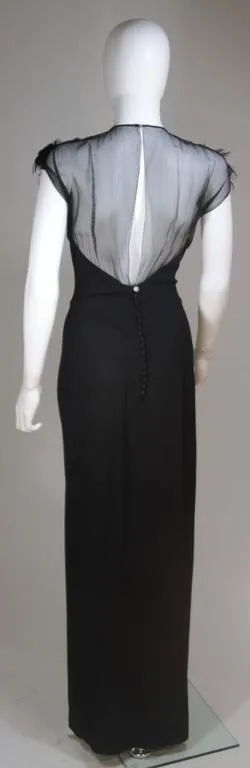 JEAN CAROL 1930s Feather Bust Gown and Sheer Bodice Size 2