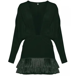 Johanna Ortiz Black Mojito Nights Embroidered Silk Raffia Mini Dress