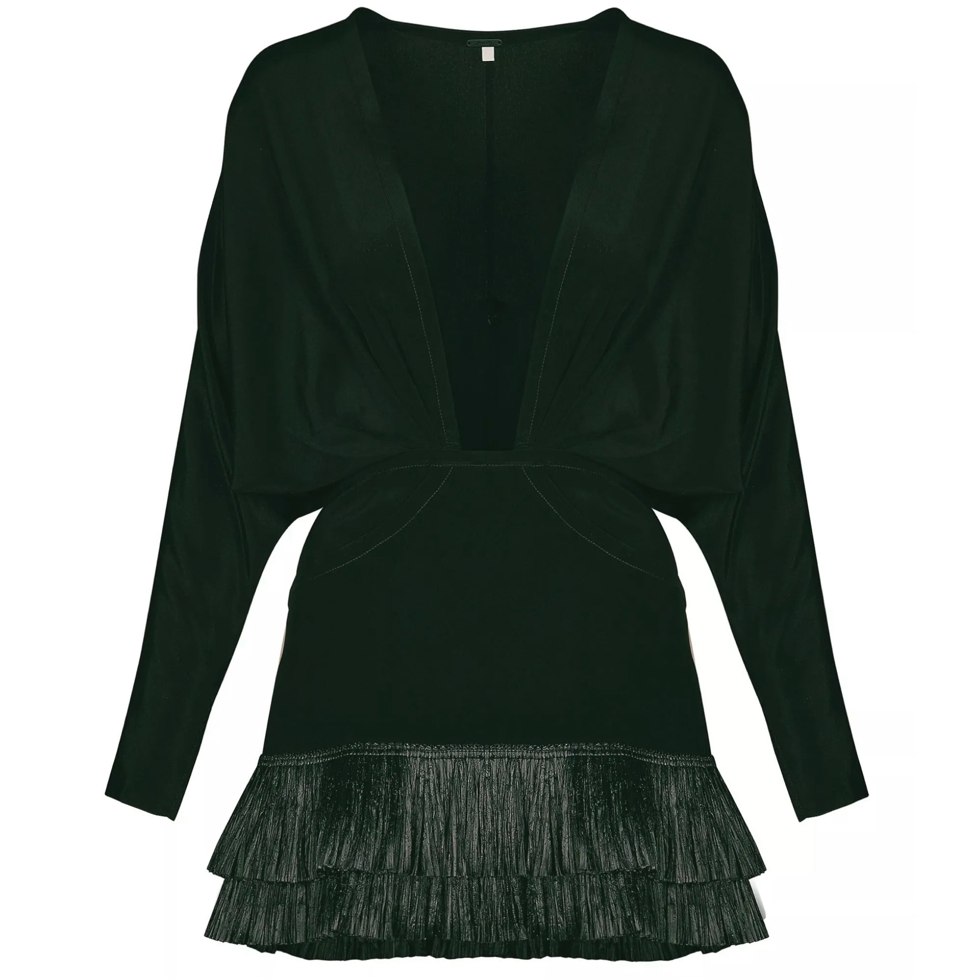 Johanna Ortiz Black Mojito Nights Embroidered Silk Raffia Mini Dress