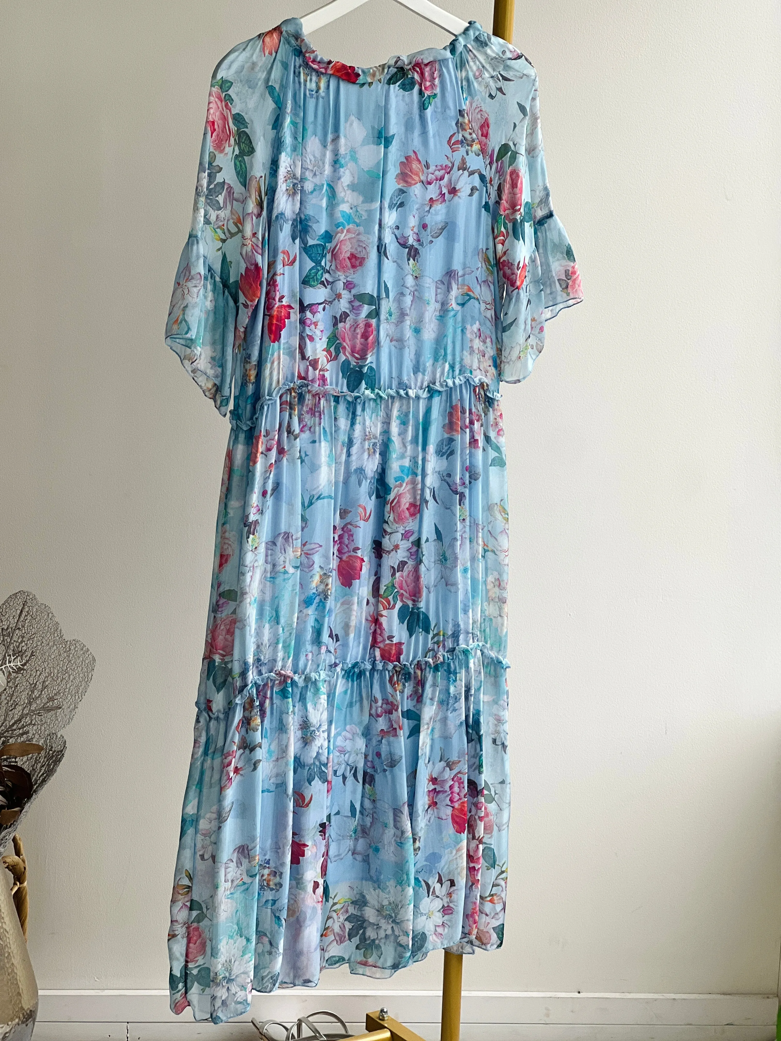 Jordan Sky Floral Silk Dress