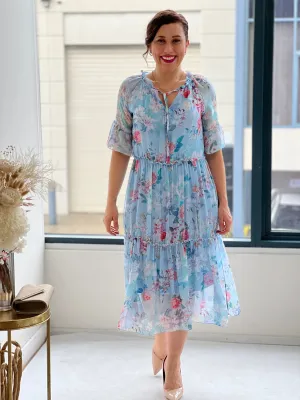 Jordan Sky Floral Silk Dress