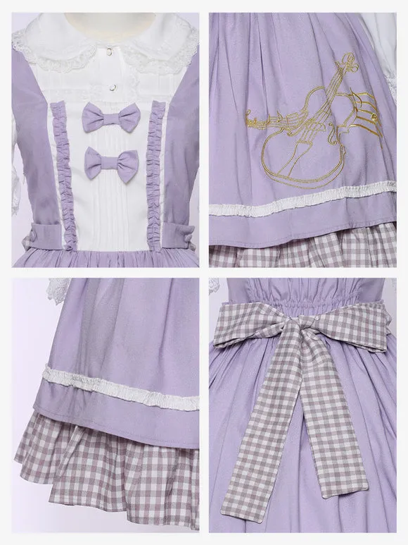 JSK Violin Print Sweet Purple Lolita Dress Polyester Sleeveless Elegant Lolita Dress