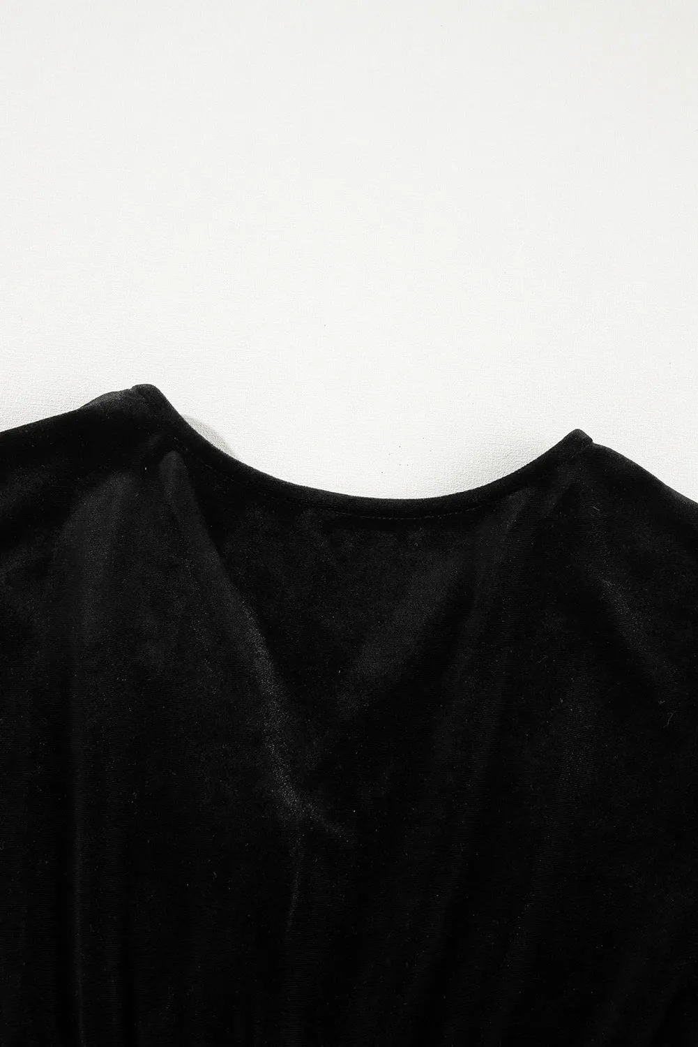 KaleaBoutique Velvet Buttoned Puff Sleeve V Neck Split Midi Dress