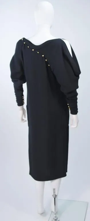 KARL LAGERFELD Circa 1980s Navy Silk Dress Size 38