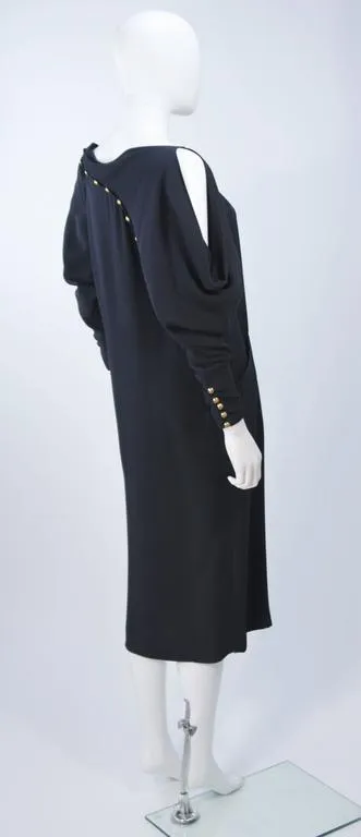 KARL LAGERFELD Circa 1980s Navy Silk Dress Size 38