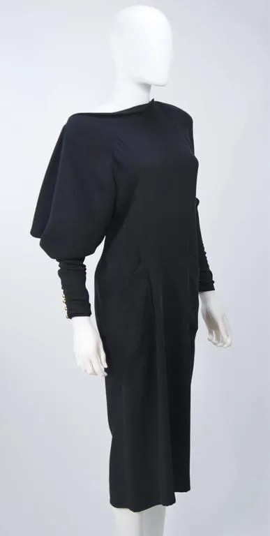 KARL LAGERFELD Circa 1980s Navy Silk Dress Size 38