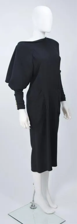 KARL LAGERFELD Circa 1980s Navy Silk Dress Size 38