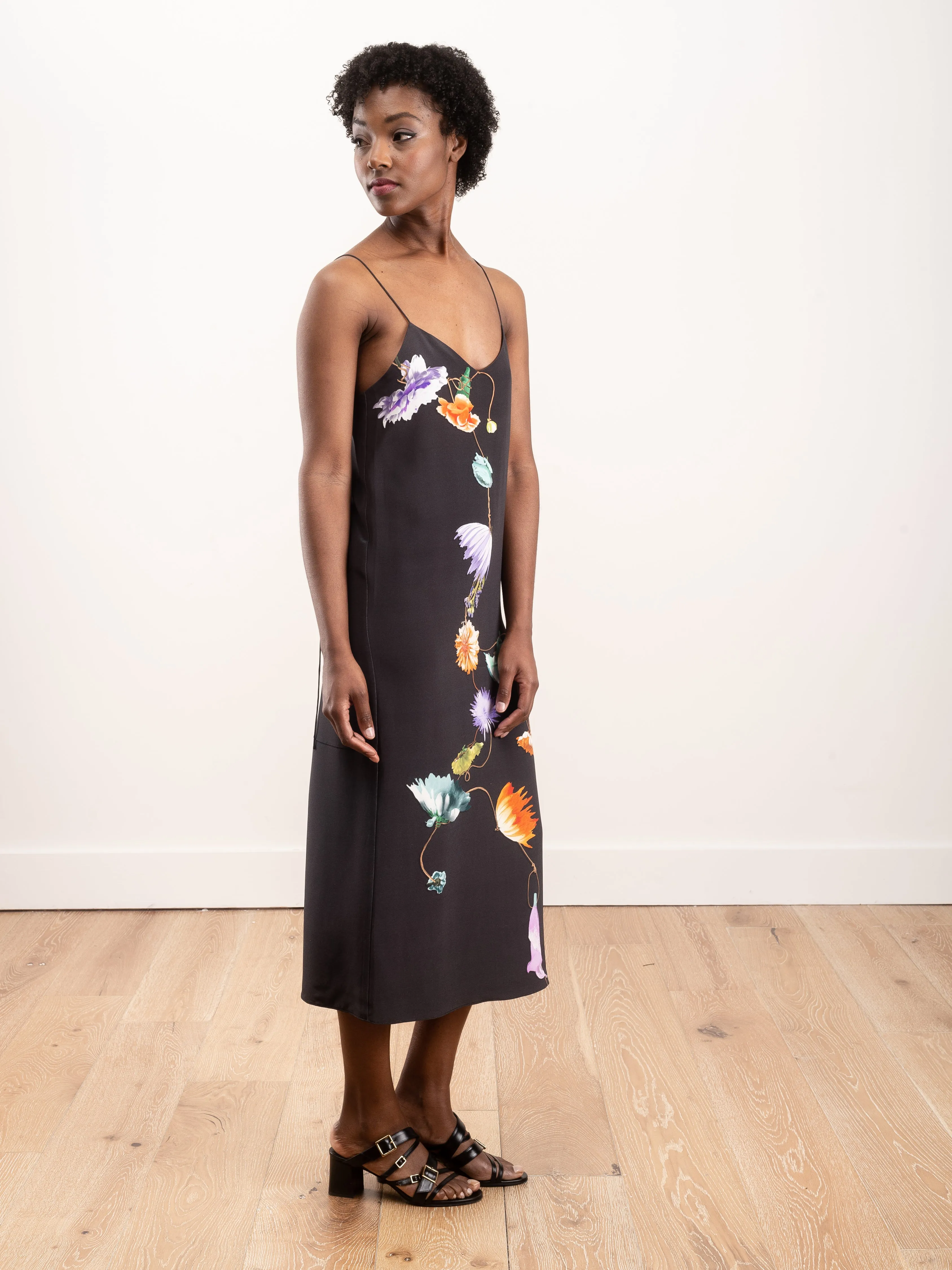 kassia silk slip dress - plum grey