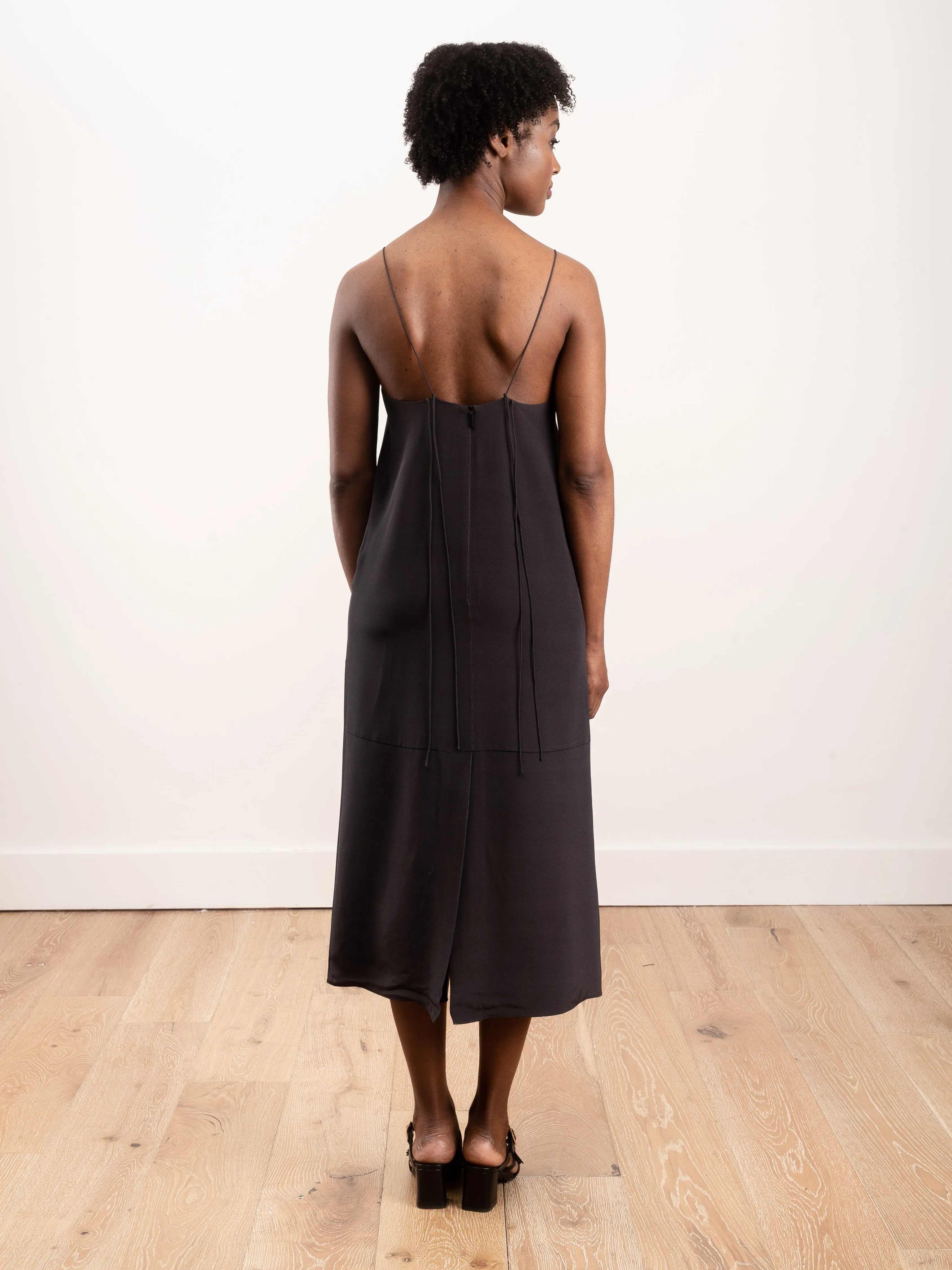 kassia silk slip dress - plum grey