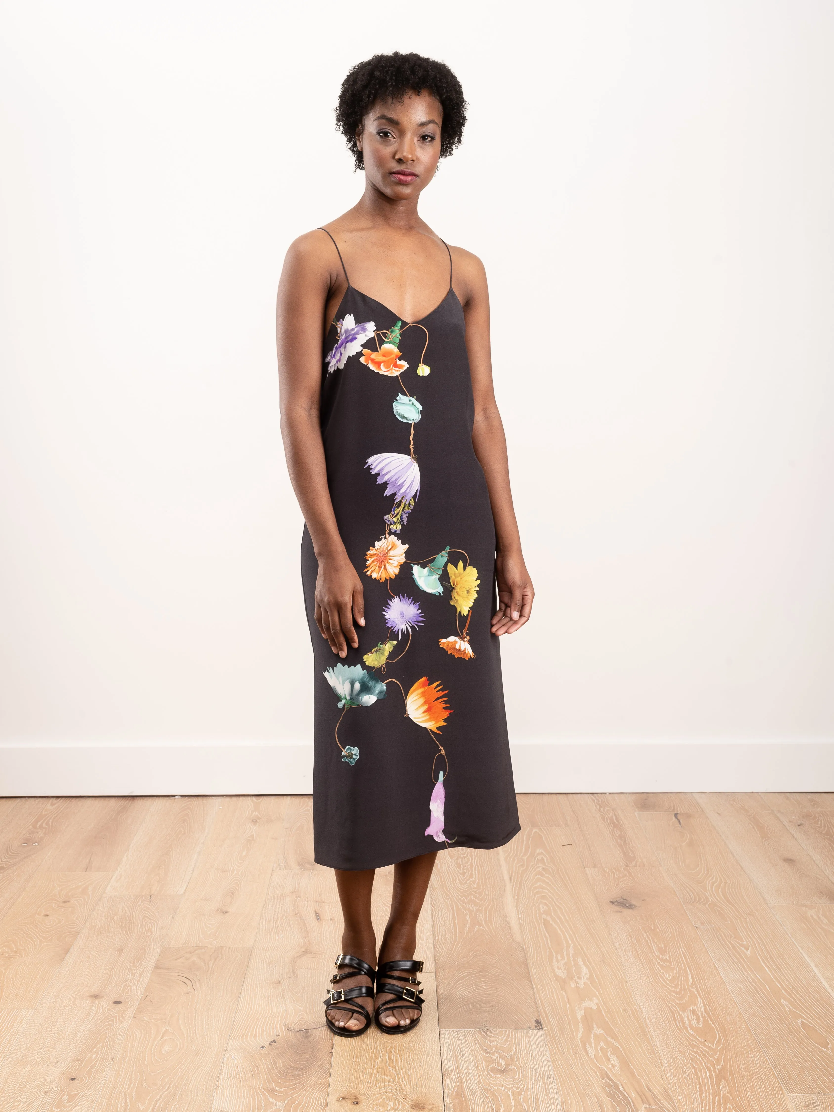 kassia silk slip dress - plum grey