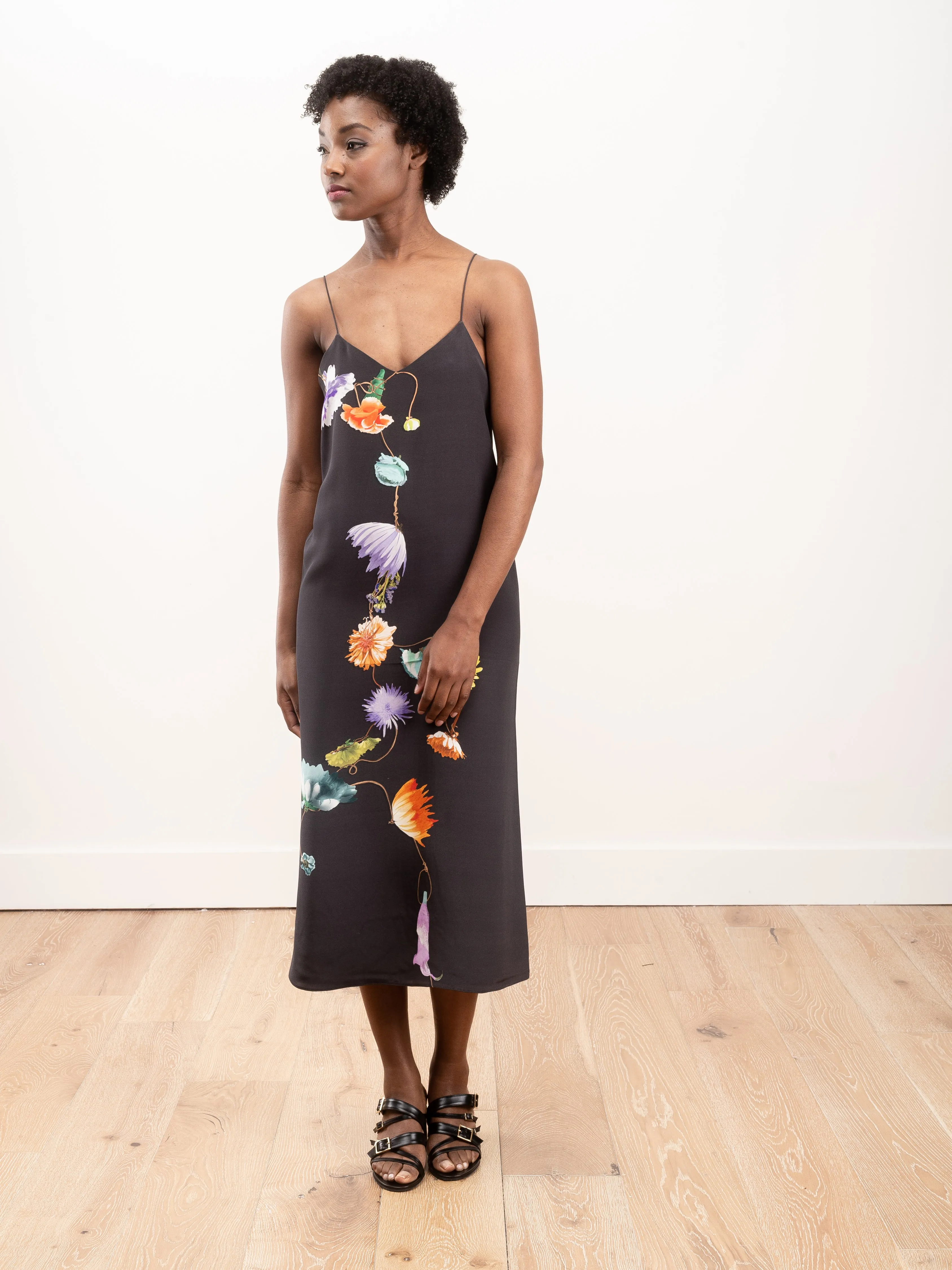 kassia silk slip dress - plum grey