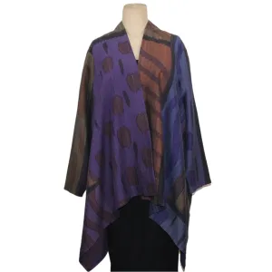 Kay Chapman Jacket, Side Drape, Patchwork, Purple/Copper/Olive, S
