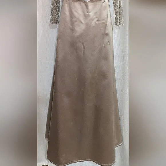 Kelly Bishop 3 Piece Champagne Full Length Formal Evening Wear Skirt Set - 12
