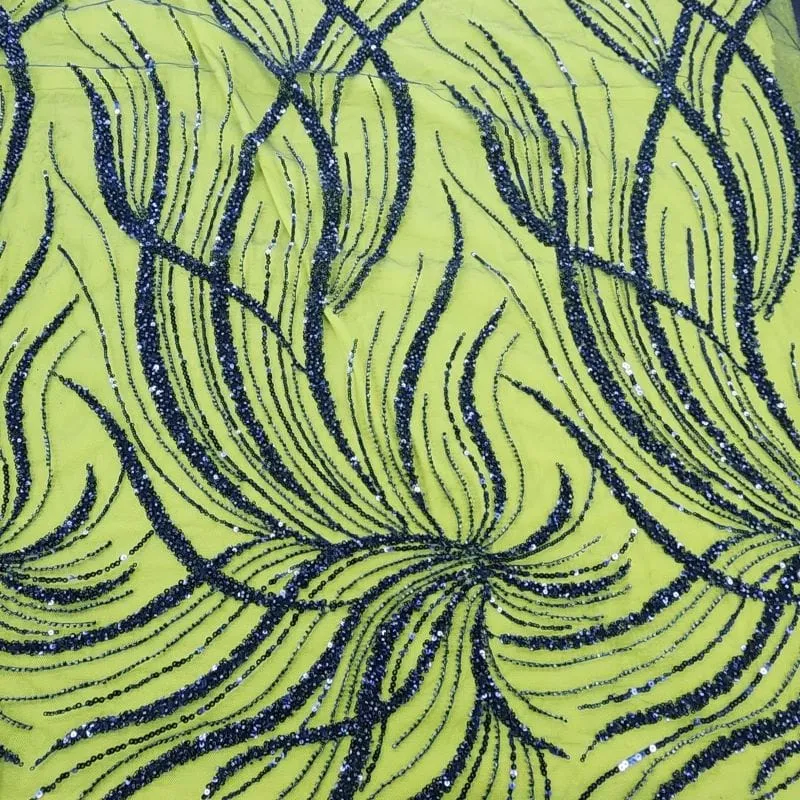Kenzi Beaded Lace  Navy Fabric 130cm