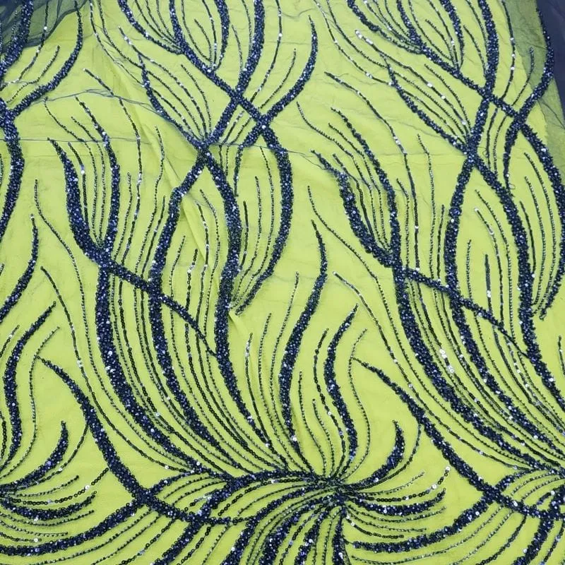 Kenzi Beaded Lace  Navy Fabric 130cm