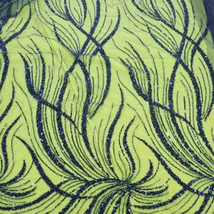 Kenzi Beaded Lace  Navy Fabric 130cm