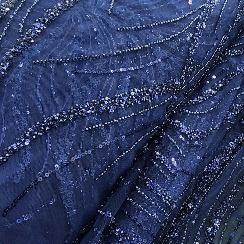 Kenzi Beaded Lace  Navy Fabric 130cm