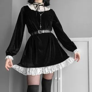 Lace black dress KF81628