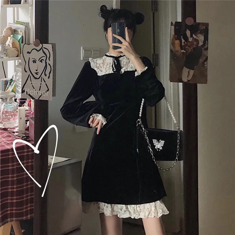 Lace black dress KF81628