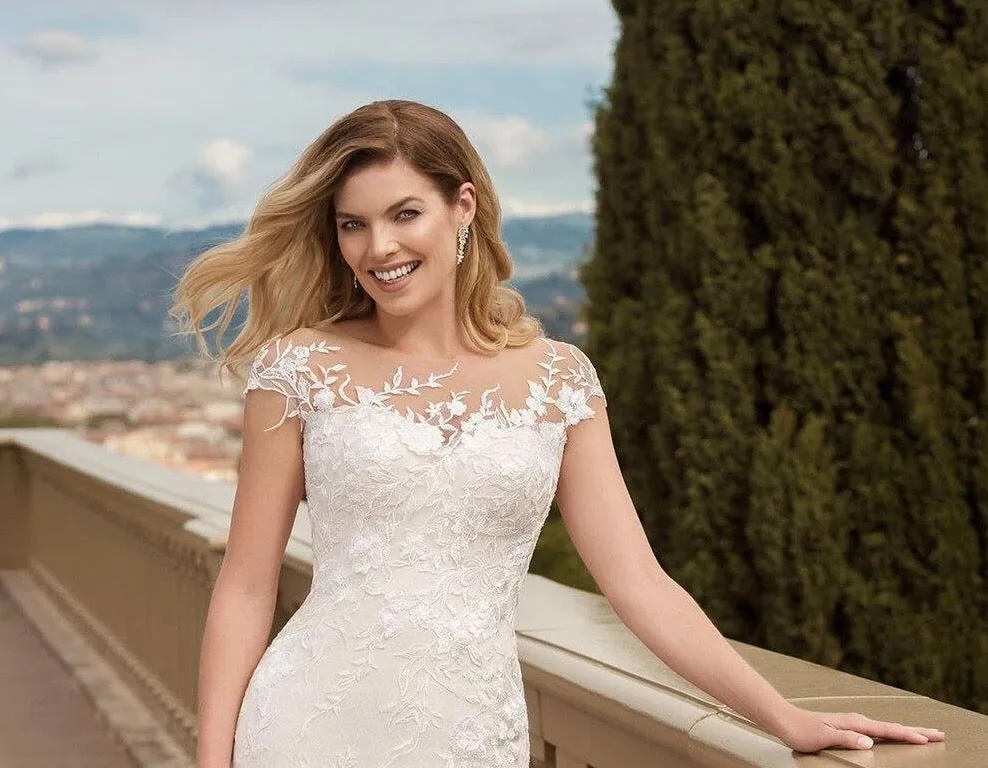 Lace Mermaid Wedding Dresses Elegant Sleeve Floor Length