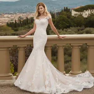 Lace Mermaid Wedding Dresses Elegant Sleeve Floor Length