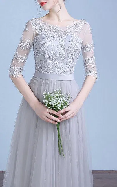 Lace Vintage Prom Evening Lace Bridesmaid Bridal Gown Evening Long Dress-106534