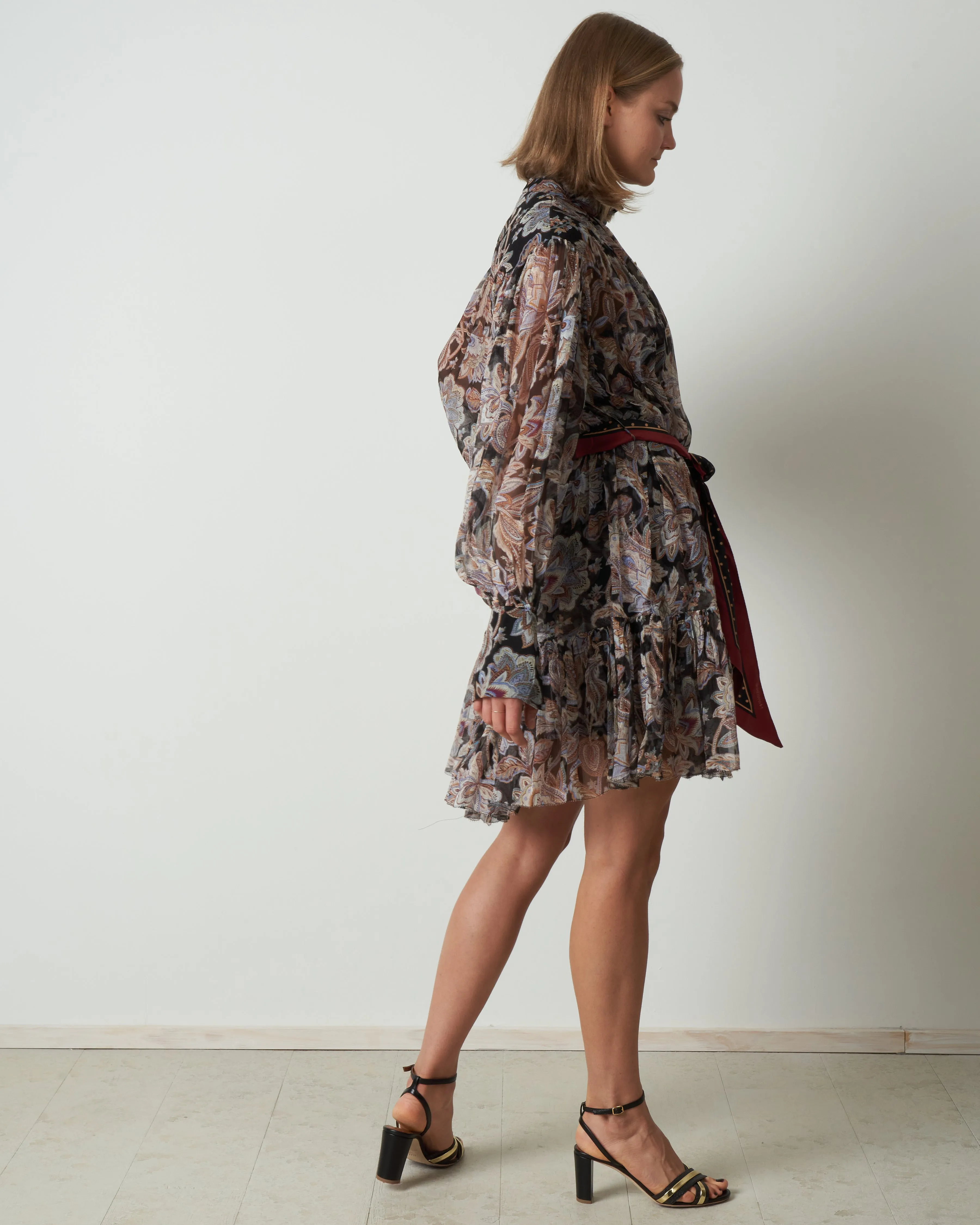 ladybeetle lantern mini dress - black jacobean