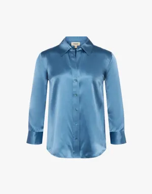 L'agence Dani 3/4 Sleeve Blouse in Blue Mist