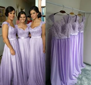 lavender bridesmaid dresses long chiffon lace appliqué beaded a line wedding party dresses 2020